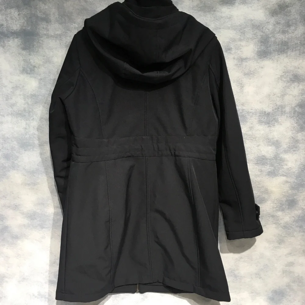 Michael Kors Navy Blue Women's Long Line Zip Technical Hooded Jacket Size Large - Picture 9 of 11